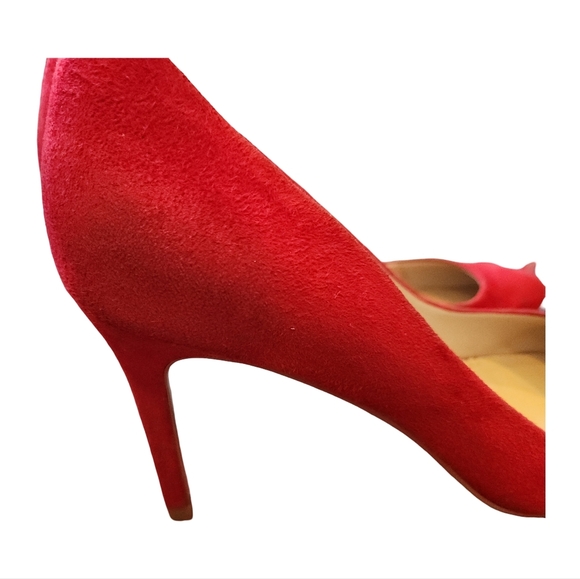 Elegant Allegra James Red Stiletto Suede Heels Size 9 - Picture 5 of 8